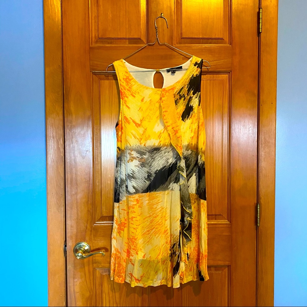 Black and yellow asymmetrical dress